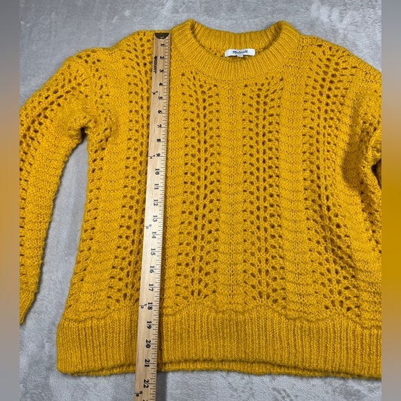 Madewell Windemere Pointelle Pullover Golden Sunset Mustard Yellow Sweater Small - Picture 7 of 16